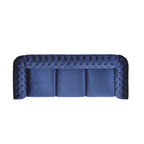 Canapé 3 places Chesterfield capitonné avec clous et pieds Blue 84.75
