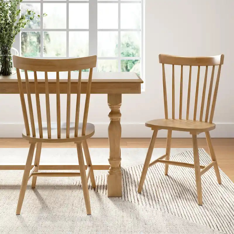 Lot de 2 chaises de salle à manger à dossier haut et à barreaux | Bois d'hévéa massif | Capacité de 102 kg