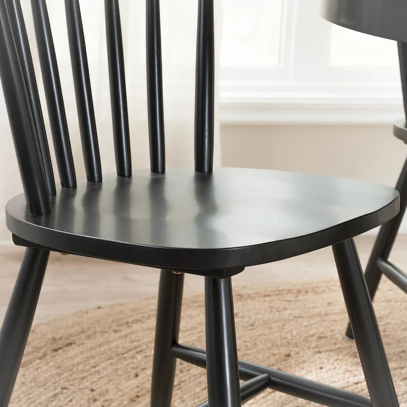 Lot de 2 chaises de salle à manger à dossier haut et à barreaux | Bois d'hévéa massif | Capacité de 102 kg