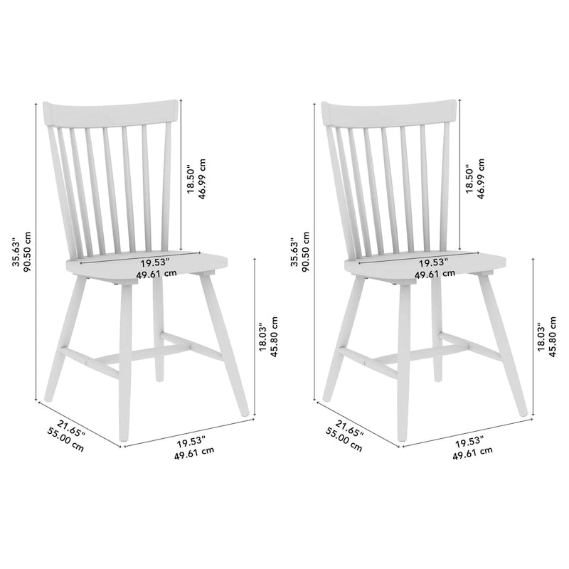 Lot de 2 chaises de salle à manger à dossier haut et à barreaux | Bois d'hévéa massif | Capacité de 102 kg