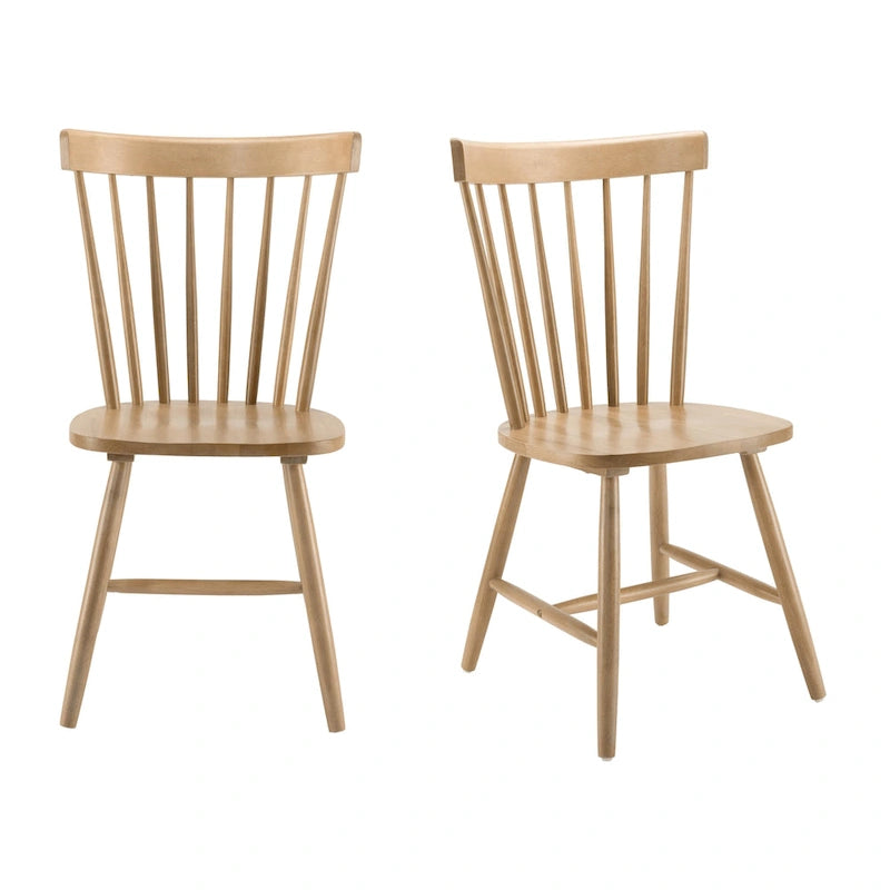 Lot de 2 chaises de salle à manger à dossier haut et à barreaux | Bois d'hévéa massif | Capacité de 102 kg