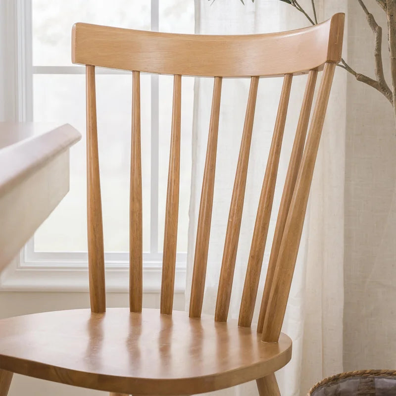 Lot de 2 chaises de salle à manger à dossier haut et à barreaux | Bois d'hévéa massif | Capacité de 102 kg