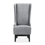 Fauteuil à dossier haut en velours avec pieds en bouleau | 23L x 30P x 46H