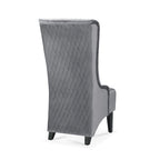 Fauteuil à dossier haut en velours avec pieds en bouleau | 23L x 30P x 46H