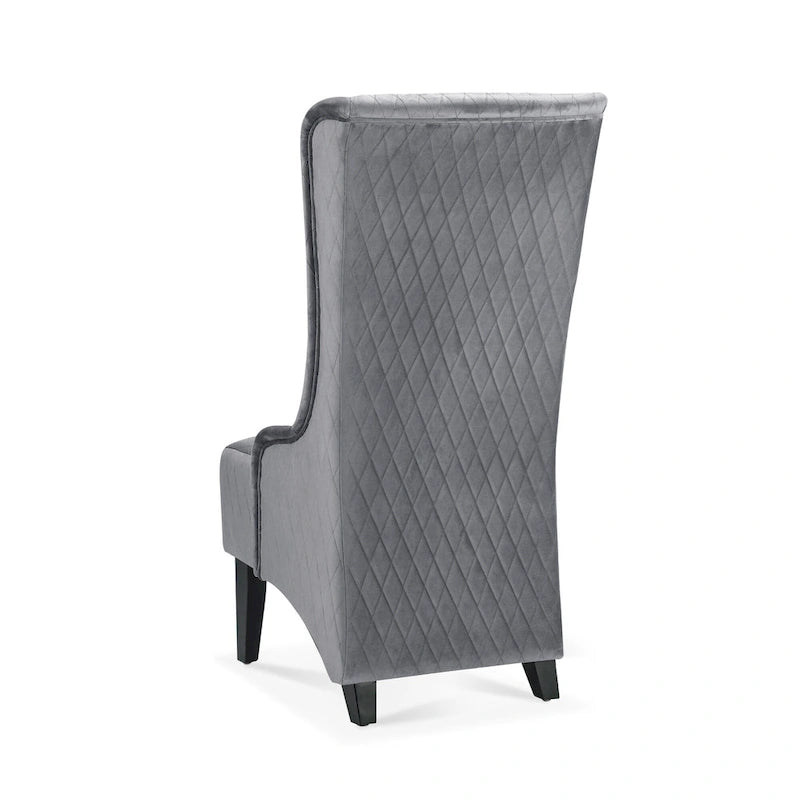 Fauteuil à dossier haut en velours avec pieds en bouleau | 23L x 30P x 46H
