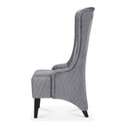 Fauteuil à dossier haut en velours avec pieds en bouleau | 23L x 30P x 46H