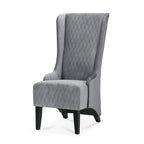 Fauteuil à dossier haut en velours avec pieds en bouleau | 23L x 30P x 46H