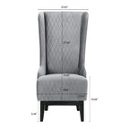 Fauteuil à dossier haut en velours avec pieds en bouleau | 23L x 30P x 46H