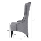 Fauteuil à dossier haut en velours avec pieds en bouleau | 23L x 30P x 46H