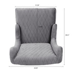Fauteuil à dossier haut en velours avec pieds en bouleau | 23L x 30P x 46H