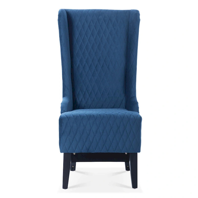 Fauteuil à dossier haut en velours avec pieds en bouleau | 23L x 30P x 46H