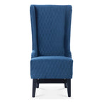 Fauteuil à dossier haut en velours avec pieds en bouleau | 23L x 30P x 46H
