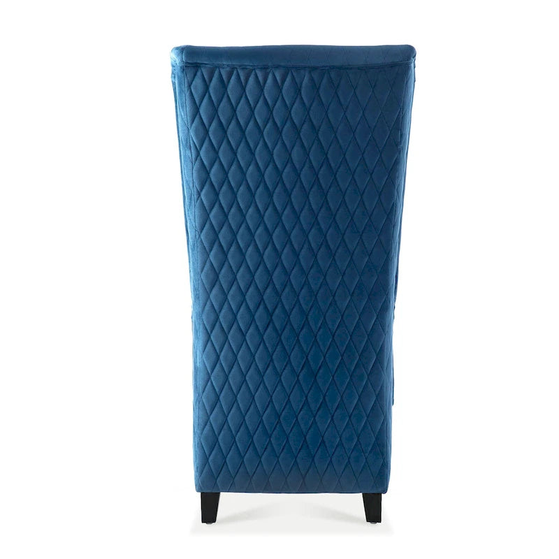 Fauteuil à dossier haut en velours avec pieds en bouleau | 23L x 30P x 46H