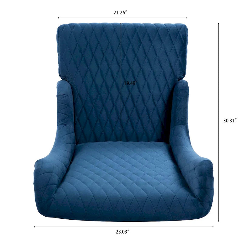 Fauteuil à dossier haut en velours avec pieds en bouleau | 23L x 30P x 46H