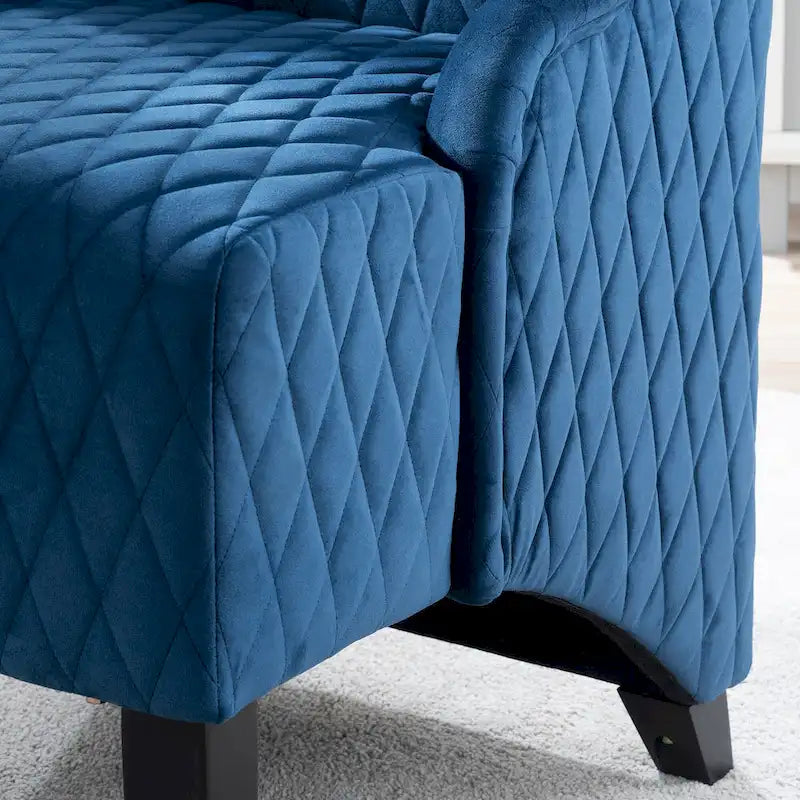 Fauteuil à dossier haut en velours avec pieds en bouleau | 23L x 30P x 46H