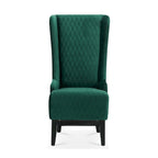 Fauteuil à dossier haut en velours avec pieds en bouleau | 23L x 30P x 46H