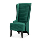 Fauteuil à dossier haut en velours avec pieds en bouleau | 23L x 30P x 46H