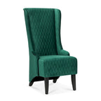 Fauteuil à dossier haut en velours avec pieds en bouleau | 23L x 30P x 46H