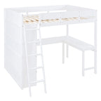 Lit mezzanine pleine grandeur avec bureau et étagère - Blanc