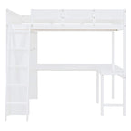 Lit mezzanine pleine grandeur avec bureau et étagère - Blanc