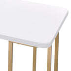Bureau rectangulaire blanc et or | Piétement ouvert | Métal et bois