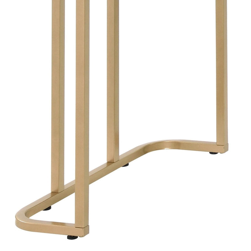 Bureau rectangulaire blanc et or | Piétement ouvert | Métal et bois