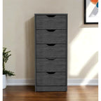 Commode verticale compacte en bois à 5 tiroirs, commode étroite pour chambre ou bureau