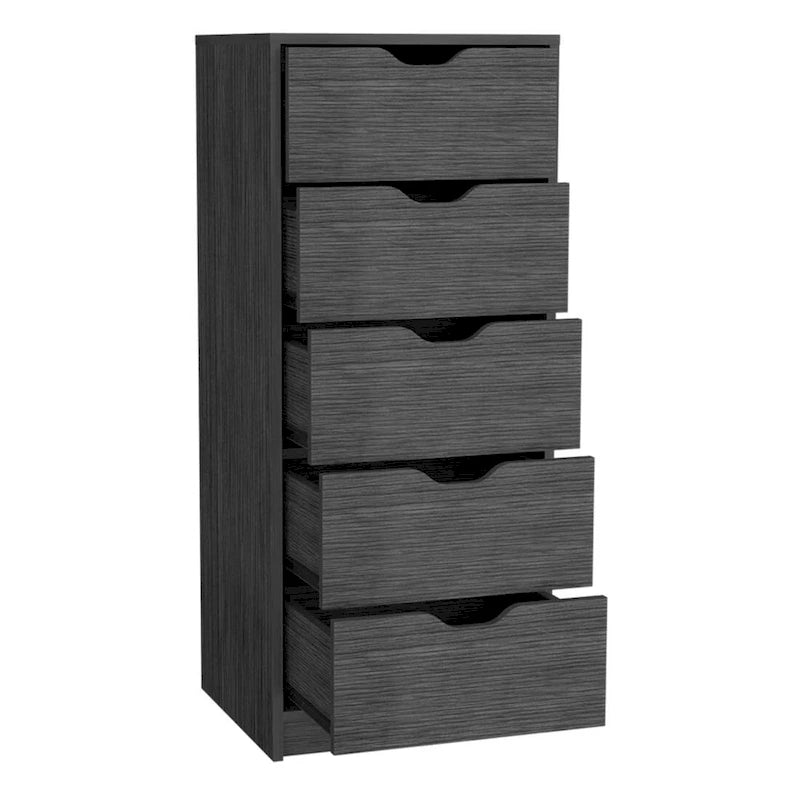 Commode verticale compacte en bois à 5 tiroirs, commode étroite pour chambre ou bureau