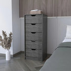 Commode verticale compacte en bois à 5 tiroirs, commode étroite pour chambre ou bureau