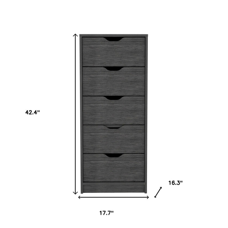 Commode verticale compacte en bois à 5 tiroirs, commode étroite pour chambre ou bureau
