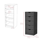 Commode verticale compacte en bois à 5 tiroirs, commode étroite pour chambre ou bureau