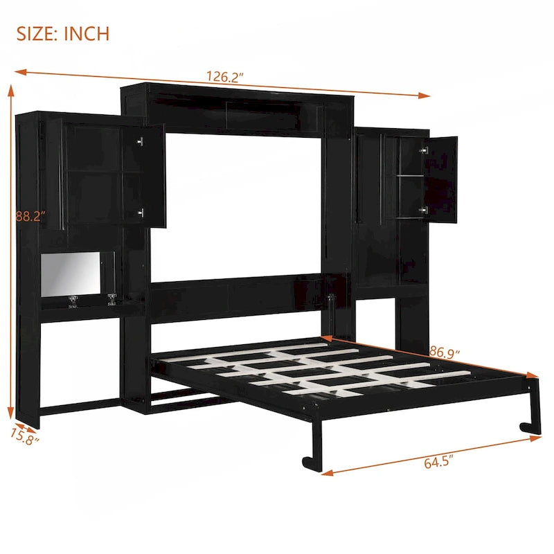 Lit escamotable polyvalent Queen Size avec rangement intégré et fonctionnalités