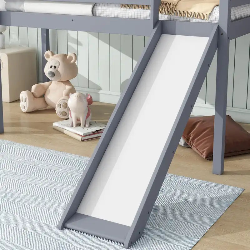 Lit jumeau superposé avec toboggan et design ludique à profil bas (capacité de 113 kg)