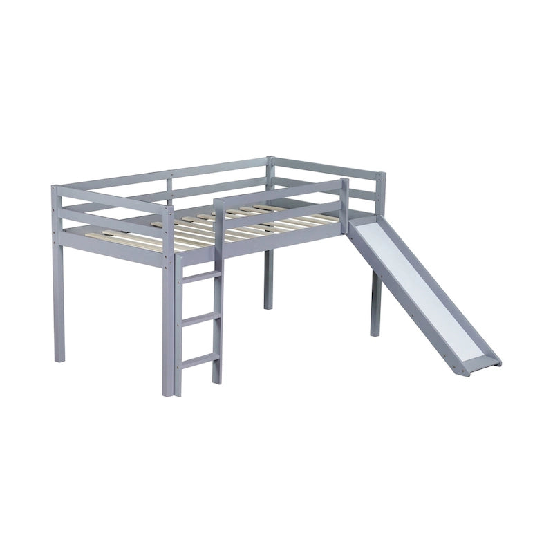 Lit jumeau superposé avec toboggan et design ludique à profil bas (capacité de 113 kg)