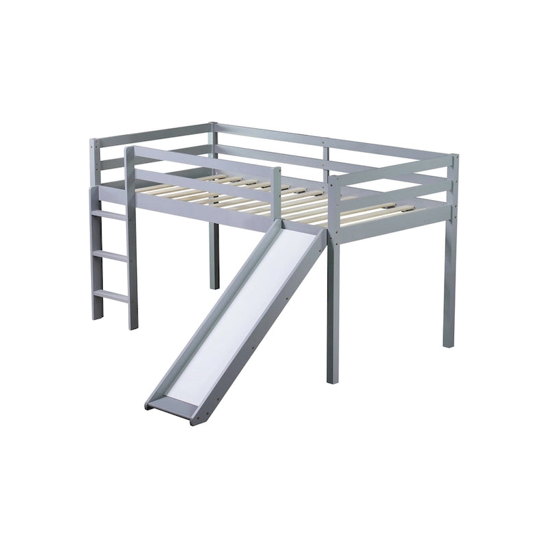 Lit jumeau superposé avec toboggan et design ludique à profil bas (capacité de 113 kg)