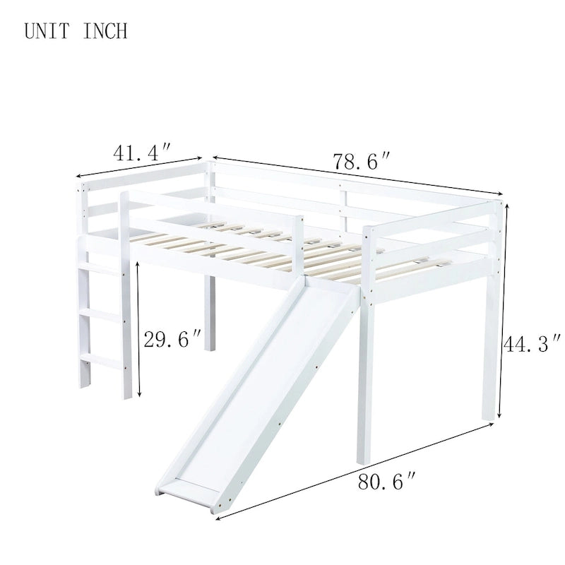 Lit jumeau superposé avec toboggan et design ludique à profil bas (capacité de 113 kg)