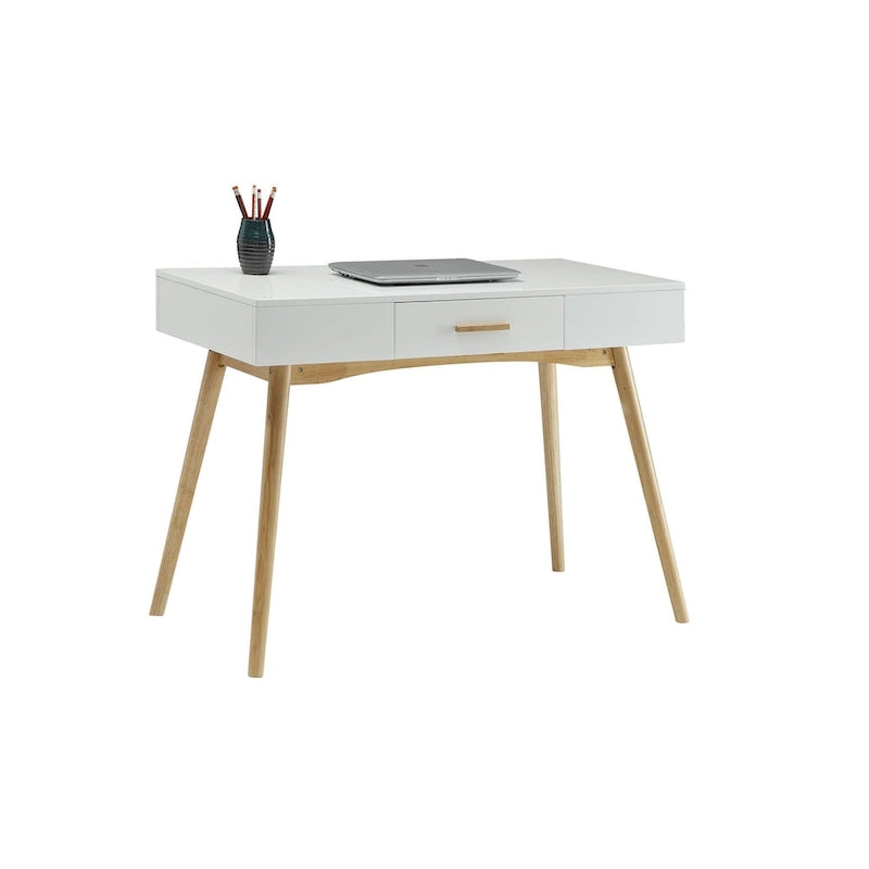 Bureau de style moderne du milieu du siècle avec 1 tiroir | Pieds fuselés en bois d'hévéa | Plusieurs finitions