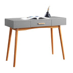 Bureau de style moderne du milieu du siècle avec 1 tiroir | Pieds fuselés en bois d'hévéa | Plusieurs finitions