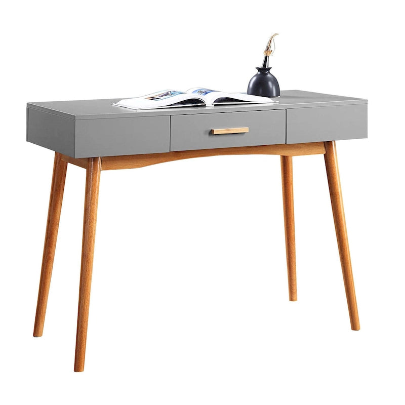 Bureau de style moderne du milieu du siècle avec 1 tiroir | Pieds fuselés en bois d'hévéa | Plusieurs finitions