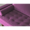 Causeuse capitonnée en velours de style Mid-Century avec pieds en bois et traversins
