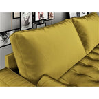 Causeuse capitonnée en velours de style Mid-Century avec pieds en bois et traversins