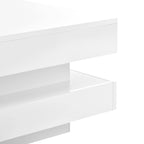 Table basse carrée à 2 niveaux design minimaliste laqué avec lumières LED 16 couleurs enfichables pour salon