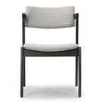 Lot de 2 fauteuils rétro modernes en bois noir | Tissu gris clair | Hévéa