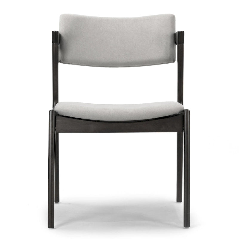 Lot de 2 fauteuils rétro modernes en bois noir | Tissu gris clair | Hévéa