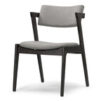 Lot de 2 fauteuils rétro modernes en bois noir | Tissu gris clair | Hévéa