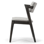 Lot de 2 fauteuils rétro modernes en bois noir | Tissu gris clair | Hévéa