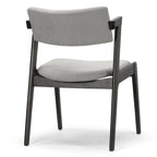Lot de 2 fauteuils rétro modernes en bois noir | Tissu gris clair | Hévéa