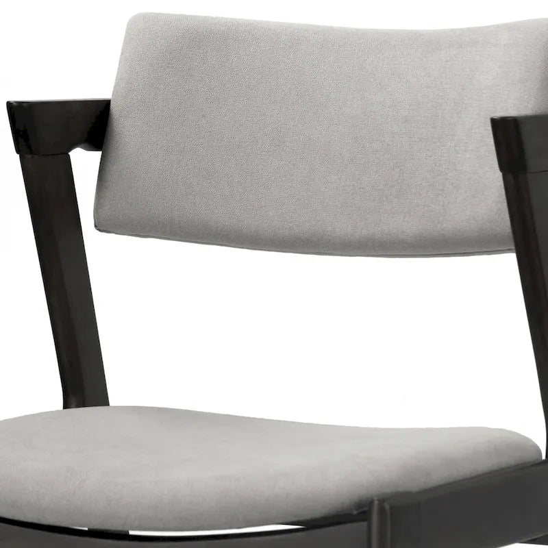 Lot de 2 fauteuils rétro modernes en bois noir | Tissu gris clair | Hévéa