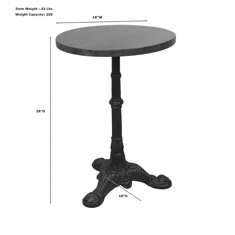 Table d'appoint bistro parisienne | Piétement en fonte et plateau en bois de manguier | Châtaigne/Noir