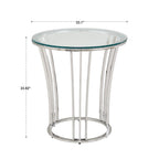 Table basse Art Déco chromée avec plateau en verre trempé de 8 mm | Ronde de 89 cm